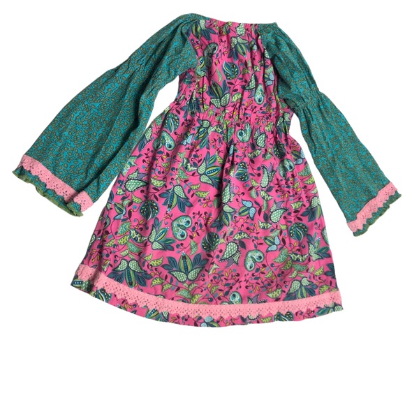 Girl’s flit & flitter dress / tunic size 4 pink and teal color - Picture 4 of 9
